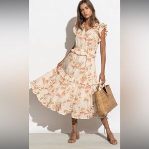 Halle Floral Dress in Coral